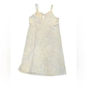 Vtg 90s Hilo Hattie White Floral Babydoll Mini Dress Kids XL Hawaiian Tropical